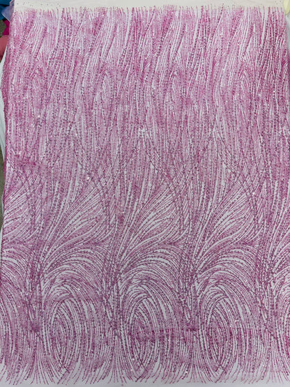 Fashion Glitter Design On A Mesh Lace 54” Wide| New Creations Fabric & Foam Inc.