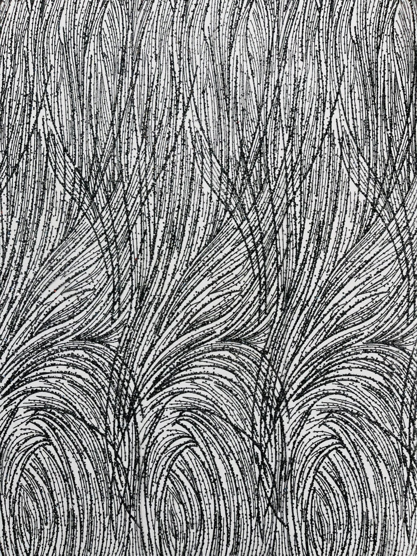 Fashion Glitter Design On A Mesh Lace 54” Wide| New Creations Fabric & Foam Inc.