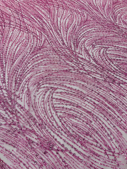 Fashion Glitter Design On A Mesh Lace 54” Wide| New Creations Fabric & Foam Inc.
