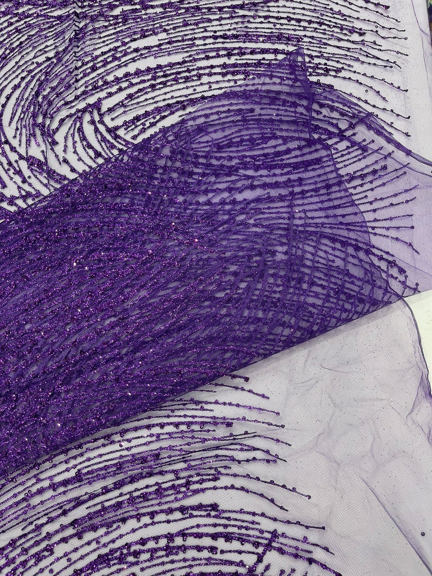 Fashion Glitter Design On A Mesh Lace 54” Wide| New Creations Fabric & Foam Inc.