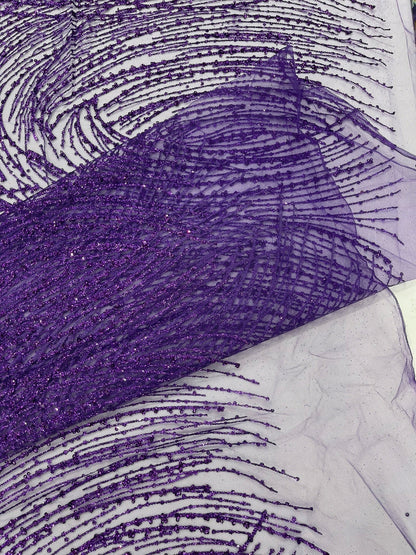 Fashion Glitter Design On A Mesh Lace 54” Wide| New Creations Fabric & Foam Inc.