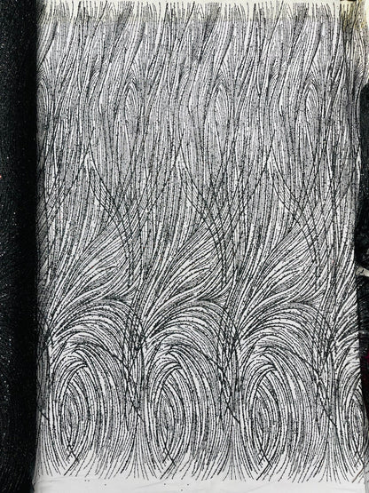 Fashion Glitter Design On A Mesh Lace 54” Wide| New Creations Fabric & Foam Inc.
