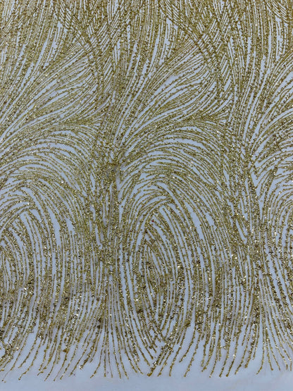 Fashion Glitter Design On A Mesh Lace 54” Wide| New Creations Fabric & Foam Inc.