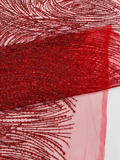Fashion Glitter Design On A Mesh Lace 54” Wide| New Creations Fabric & Foam Inc.