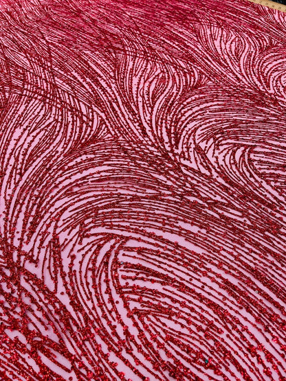 Fashion Glitter Design On A Mesh Lace 54” Wide| New Creations Fabric & Foam Inc.