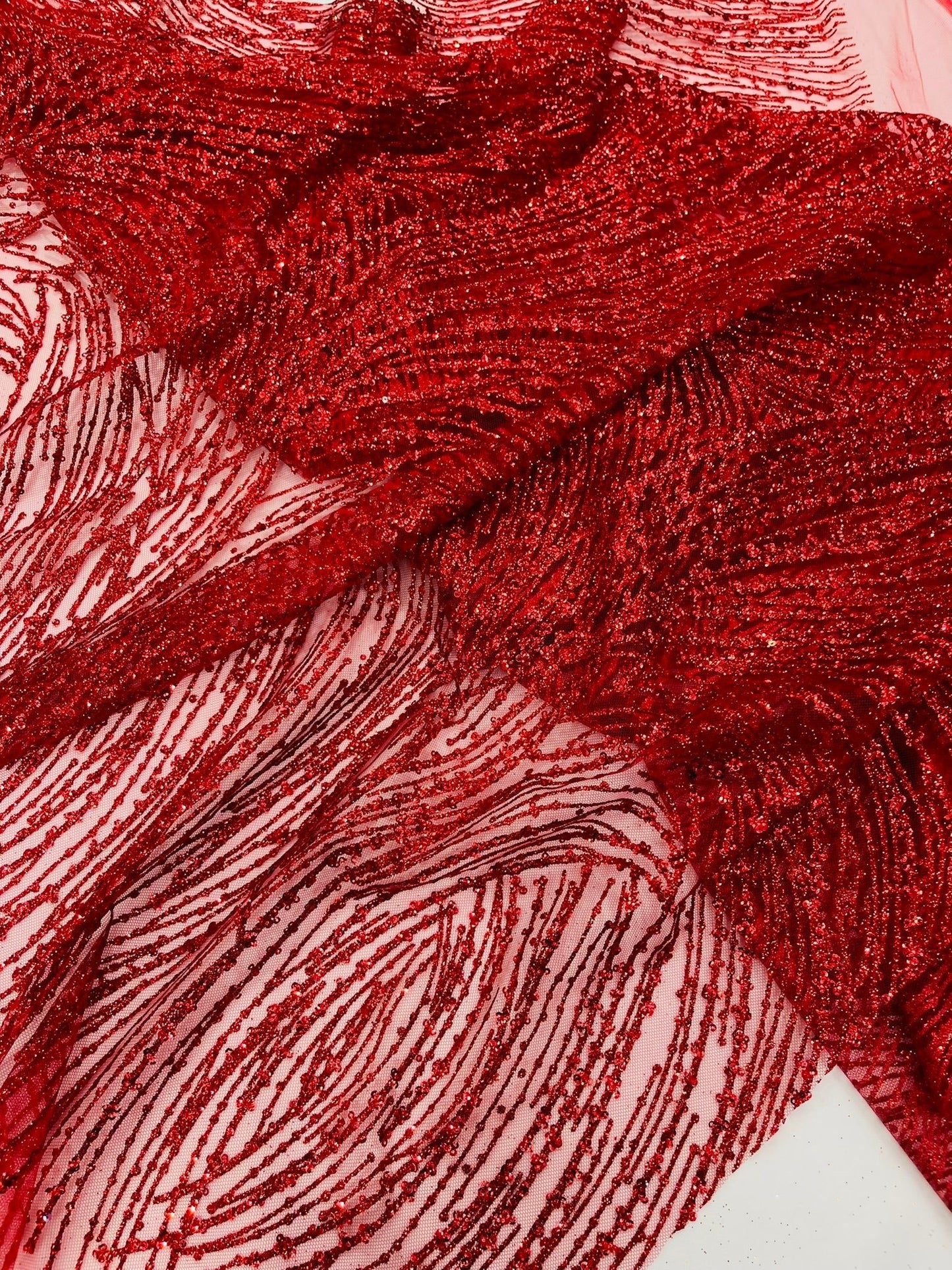 Fashion Glitter Design On A Mesh Lace 54” Wide| New Creations Fabric & Foam Inc.