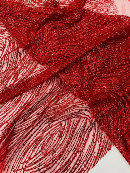 Fashion Glitter Design On A Mesh Lace 54” Wide| New Creations Fabric & Foam Inc.