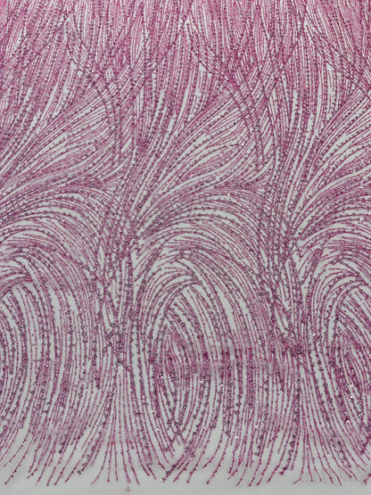 Fashion Glitter Design On A Mesh Lace 54” Wide| New Creations Fabric & Foam Inc.