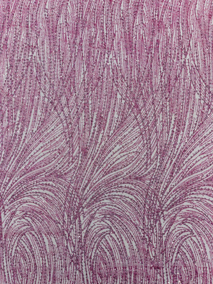Fashion Glitter Design On A Mesh Lace 54” Wide| New Creations Fabric & Foam Inc.