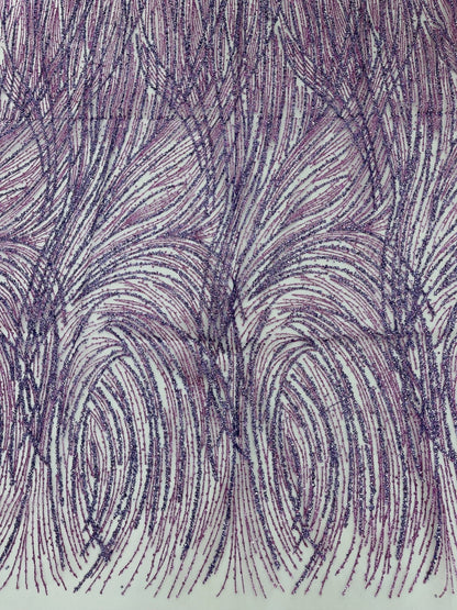 Fashion Glitter Design On A Mesh Lace 54” Wide| New Creations Fabric & Foam Inc.