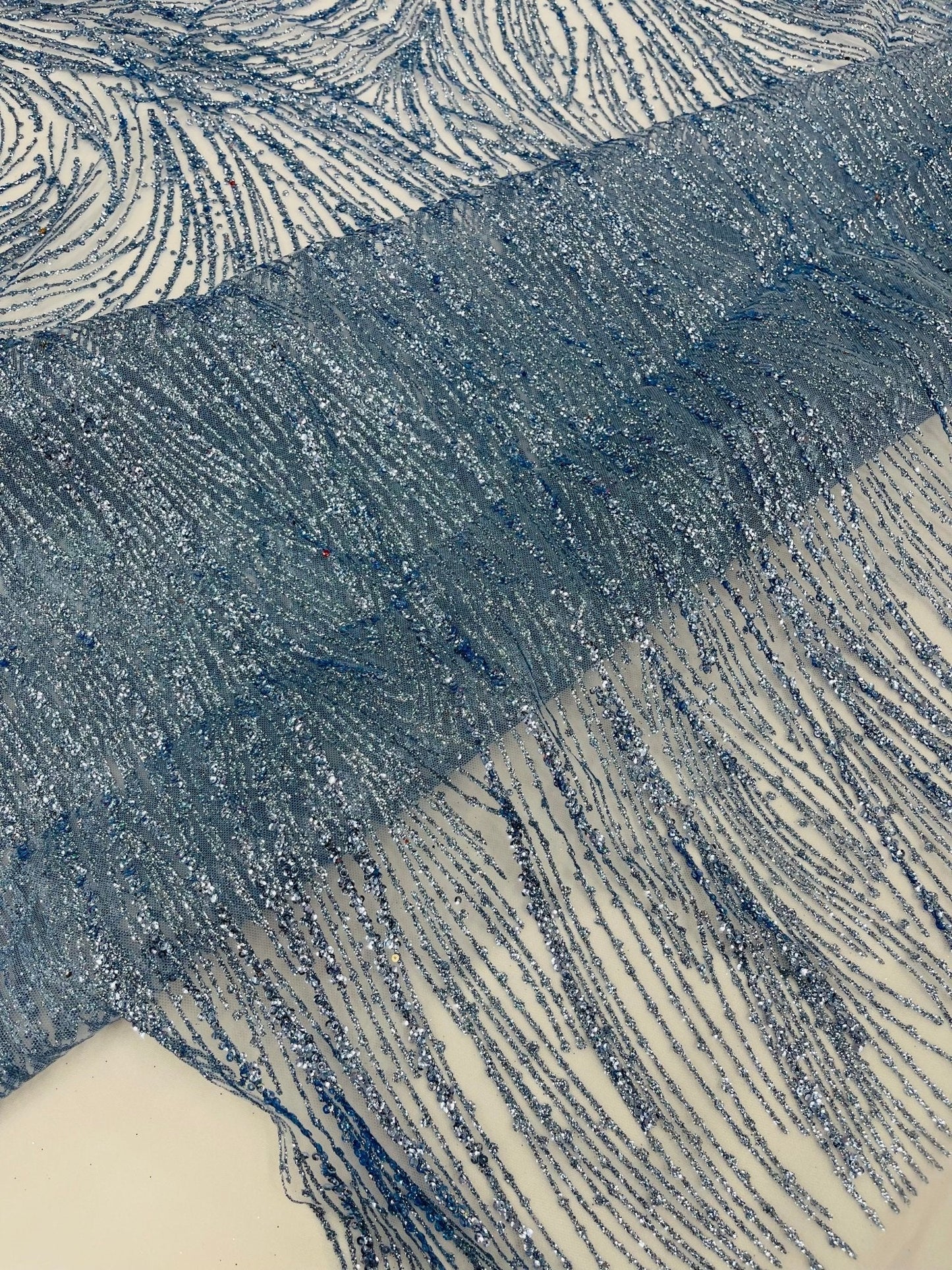 Fashion Glitter Design On A Mesh Lace 54” Wide| New Creations Fabric & Foam Inc.