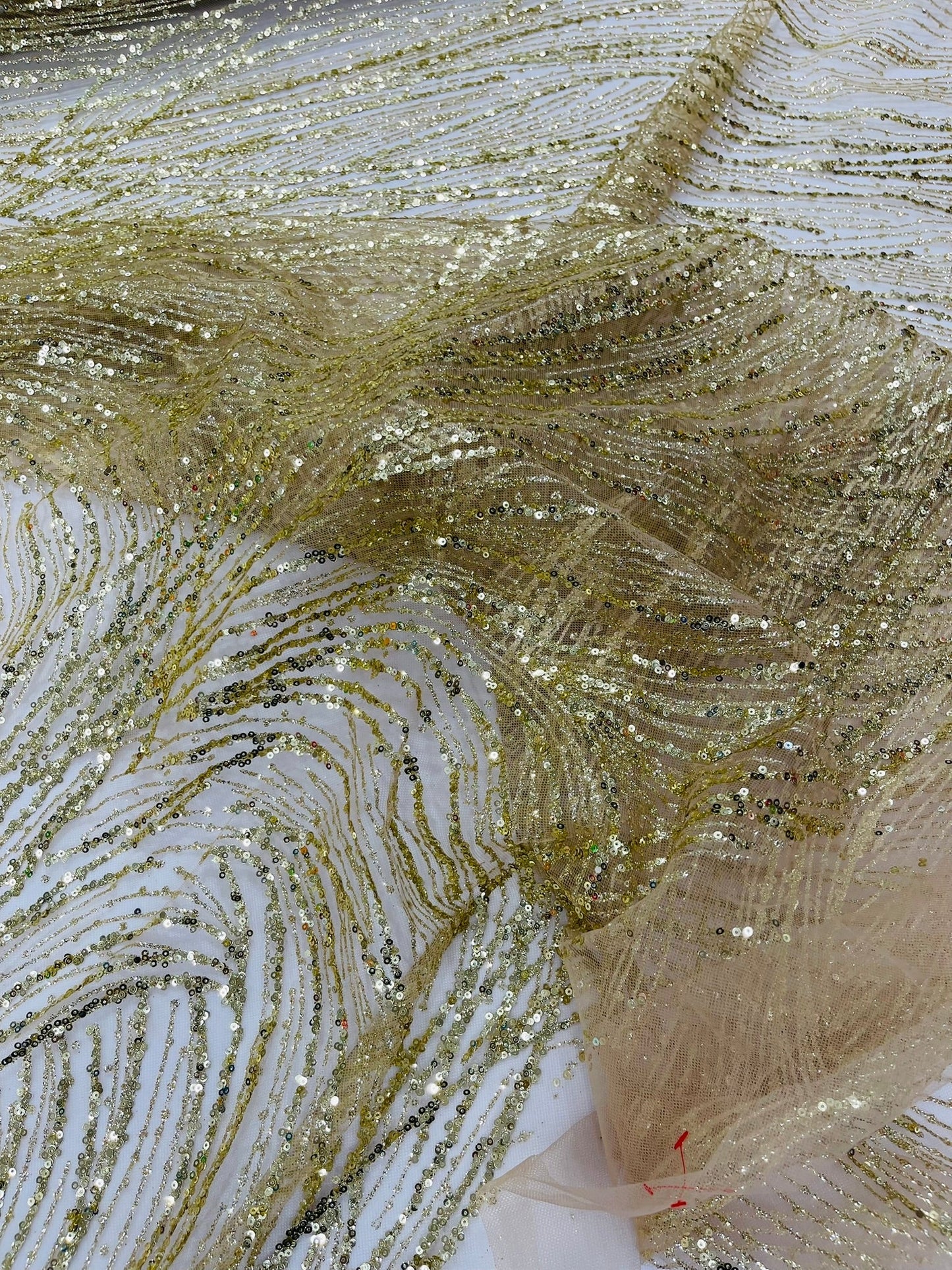 Fashion Glitter Design On A Mesh Lace 54” Wide| New Creations Fabric & Foam Inc.