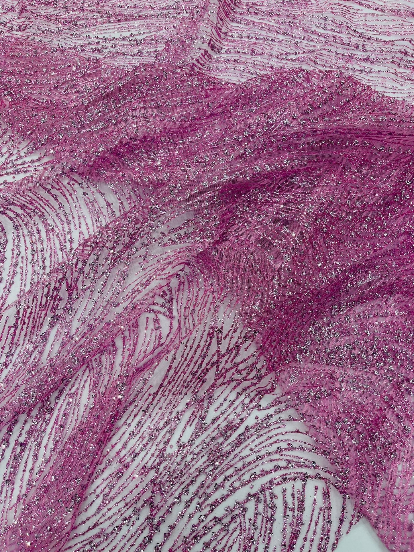 Fashion Glitter Design On A Mesh Lace 54” Wide| New Creations Fabric & Foam Inc.