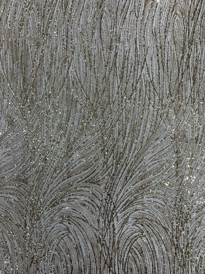 Fashion Glitter Design On A Mesh Lace 54” Wide| New Creations Fabric & Foam Inc.