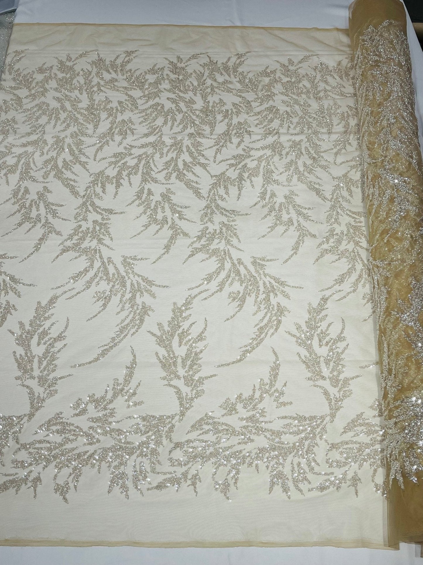 Fashion Beaded Vine Lace 54" Wide| New Creations Fabric & Foam Inc.