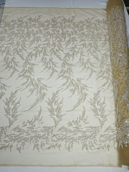 Fashion Beaded Vine Lace 54" Wide| New Creations Fabric & Foam Inc.