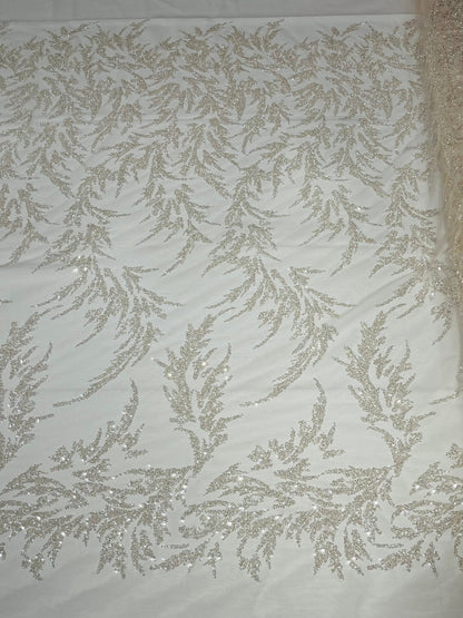 Fashion Beaded Vine Lace 54" Wide| New Creations Fabric & Foam Inc.