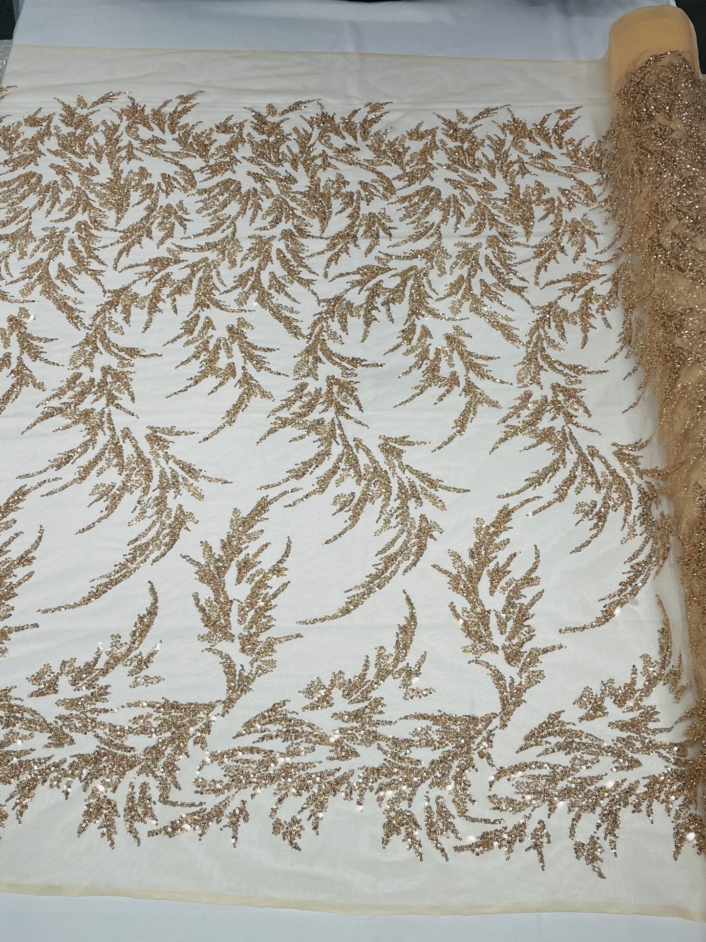 Fashion Beaded Vine Lace 54" Wide| New Creations Fabric & Foam Inc.