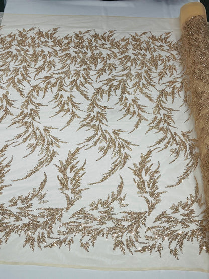 Fashion Beaded Vine Lace 54" Wide| New Creations Fabric & Foam Inc.