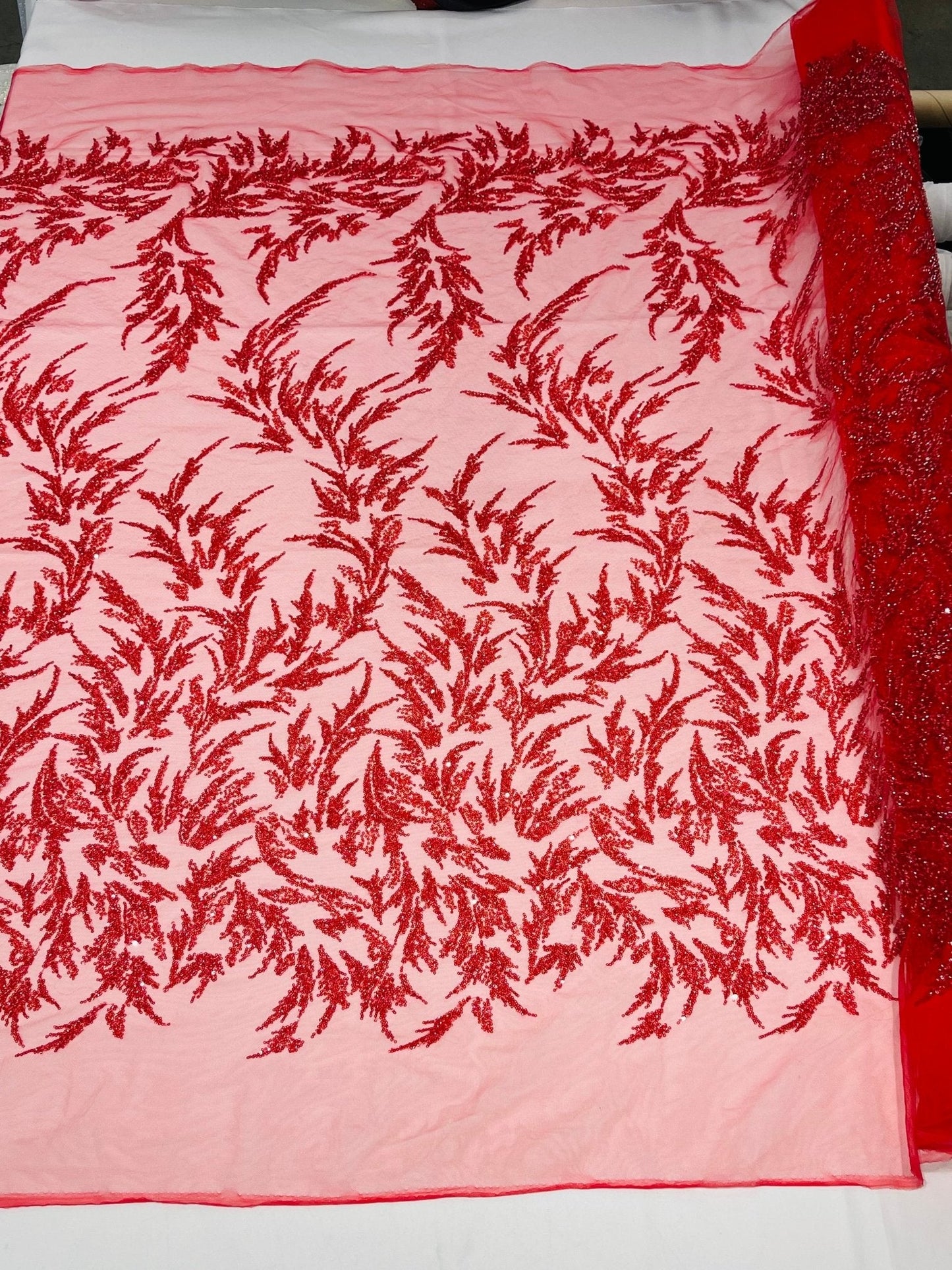 Fashion Beaded Vine Lace 54" Wide| New Creations Fabric & Foam Inc.