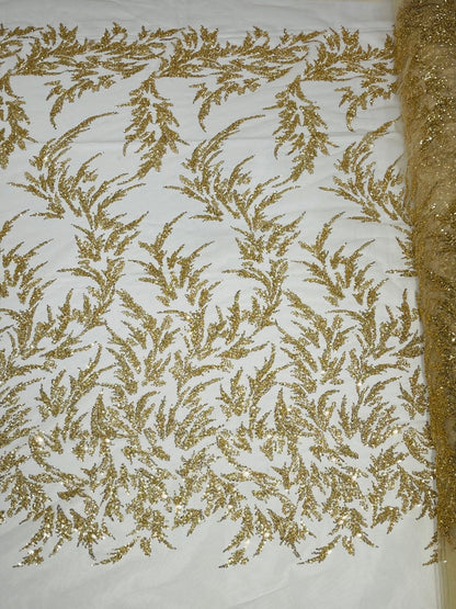 Fashion Beaded Vine Lace 54" Wide| New Creations Fabric & Foam Inc.