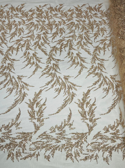 Fashion Beaded Vine Lace 54" Wide| New Creations Fabric & Foam Inc.