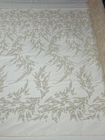 Fashion Beaded Vine Lace 54" Wide| New Creations Fabric & Foam Inc.