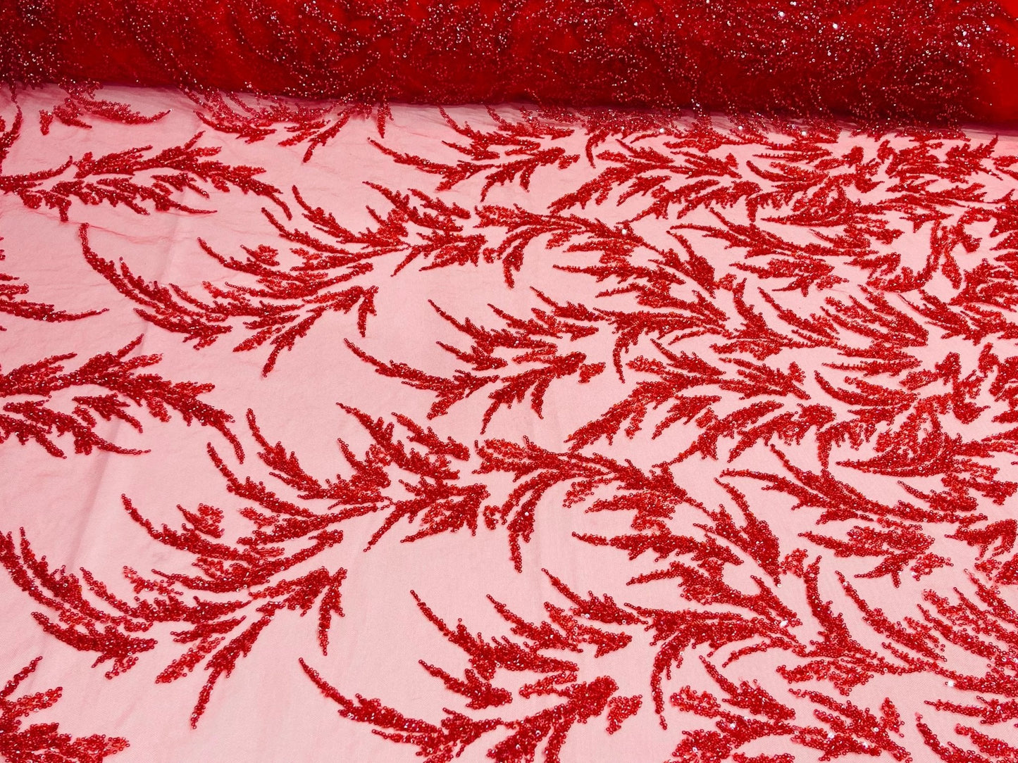 Fashion Beaded Vine Lace 54" Wide| New Creations Fabric & Foam Inc.