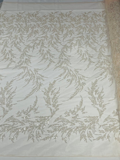 Fashion Beaded Vine Lace 54" Wide| New Creations Fabric & Foam Inc.