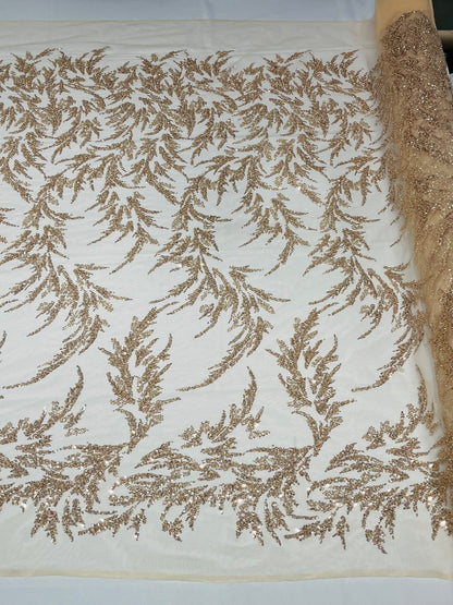 Fashion Beaded Vine Lace 54" Wide| New Creations Fabric & Foam Inc.