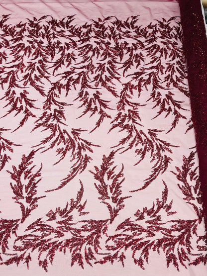 Fashion Beaded Vine Lace 54" Wide| New Creations Fabric & Foam Inc.