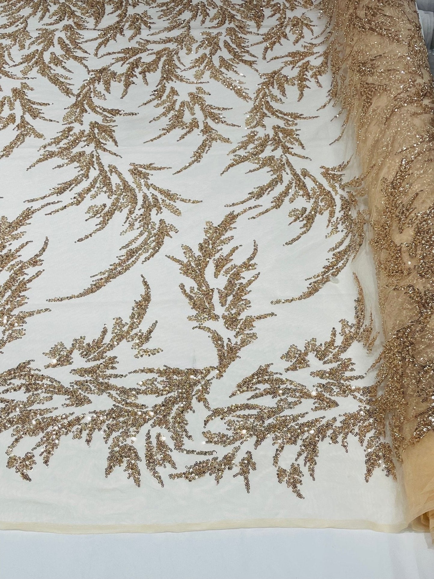 Fashion Beaded Vine Lace 54" Wide| New Creations Fabric & Foam Inc.