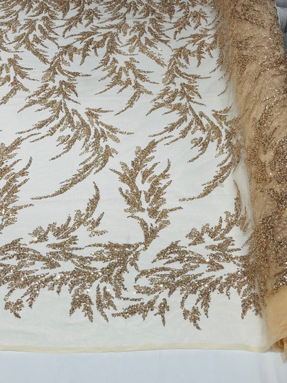 Fashion Beaded Vine Lace 54" Wide| New Creations Fabric & Foam Inc.