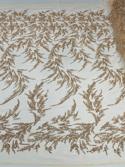 Fashion Beaded Vine Lace 54" Wide| New Creations Fabric & Foam Inc.