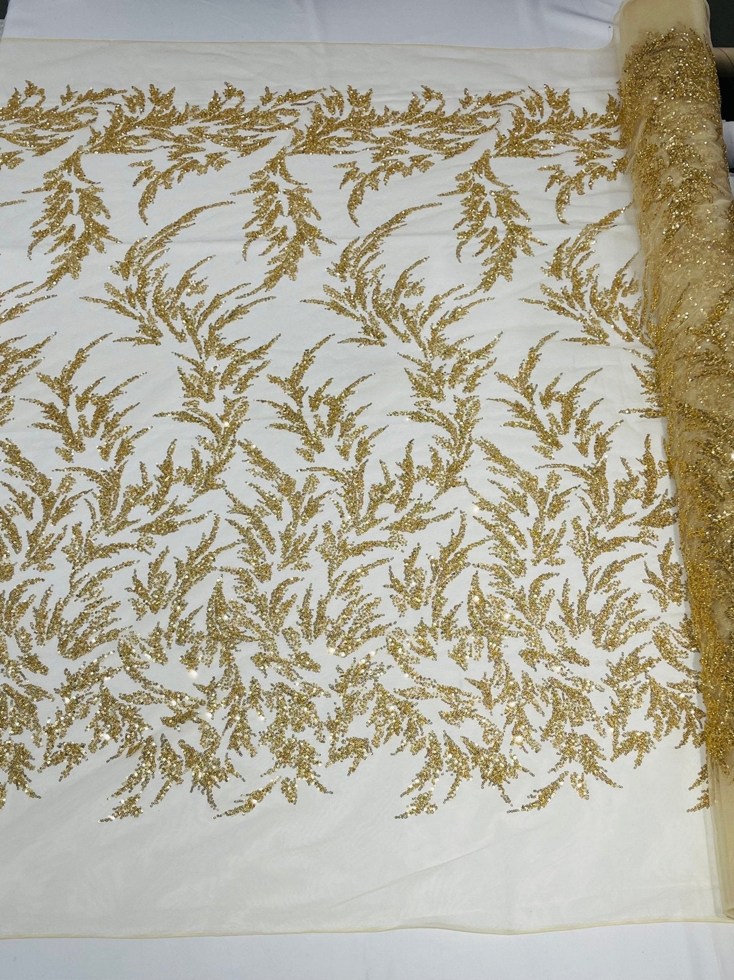 Fashion Beaded Vine Lace 54" Wide| New Creations Fabric & Foam Inc.