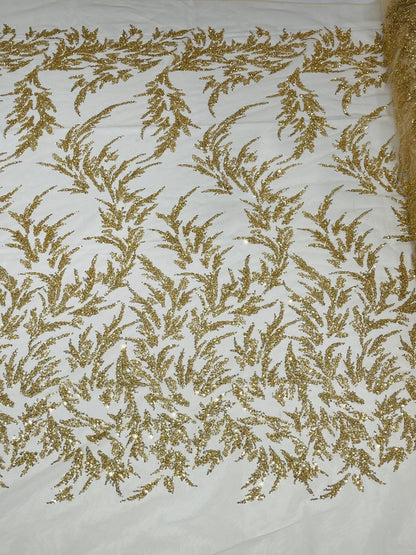 Fashion Beaded Vine Lace 54" Wide| New Creations Fabric & Foam Inc.