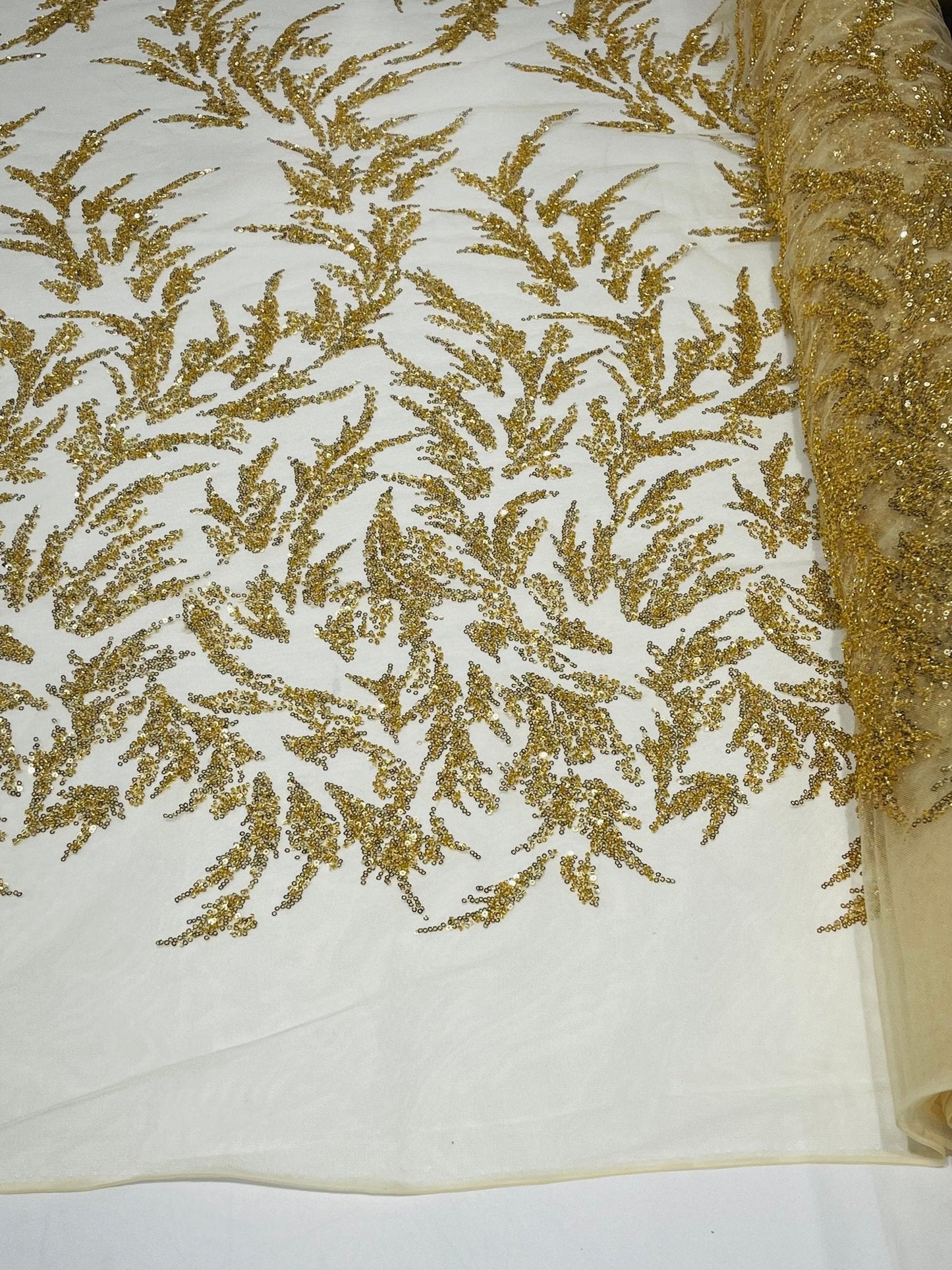 Fashion Beaded Vine Lace 54" Wide| New Creations Fabric & Foam Inc.