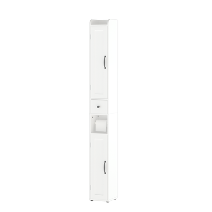 White Slim Tall Bathroom Storage Cabinet with Adjustable Shelves, 2 Doors Freestanding Cabinet for Small Spaces, Kitchen, Living Room, MDF Material, 67.51 inches High
