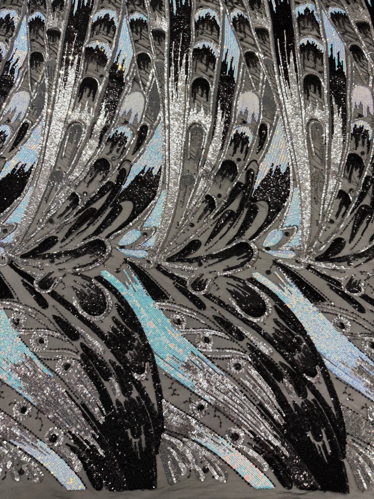 Feather Wing Sequin Fabric 54” Wide| New Creations Fabric & Foam Inc.