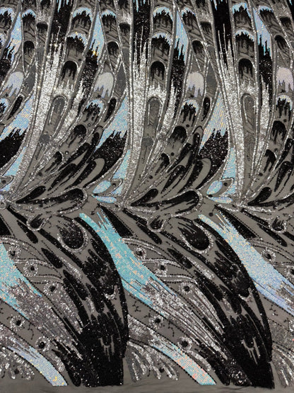 Feather Wing Sequin Fabric 54” Wide| New Creations Fabric & Foam Inc.