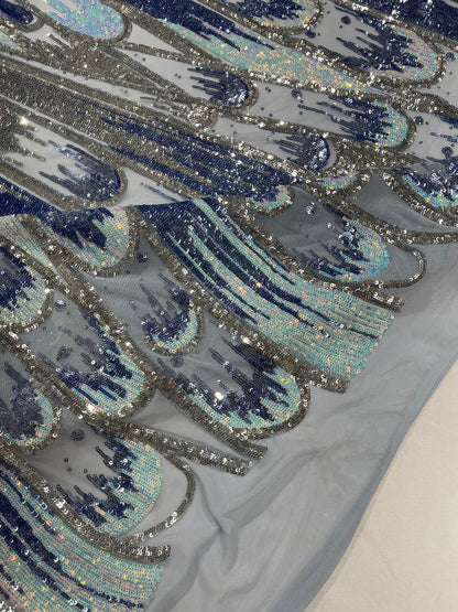 Feather Wing Sequin Fabric 54” Wide| New Creations Fabric & Foam Inc.