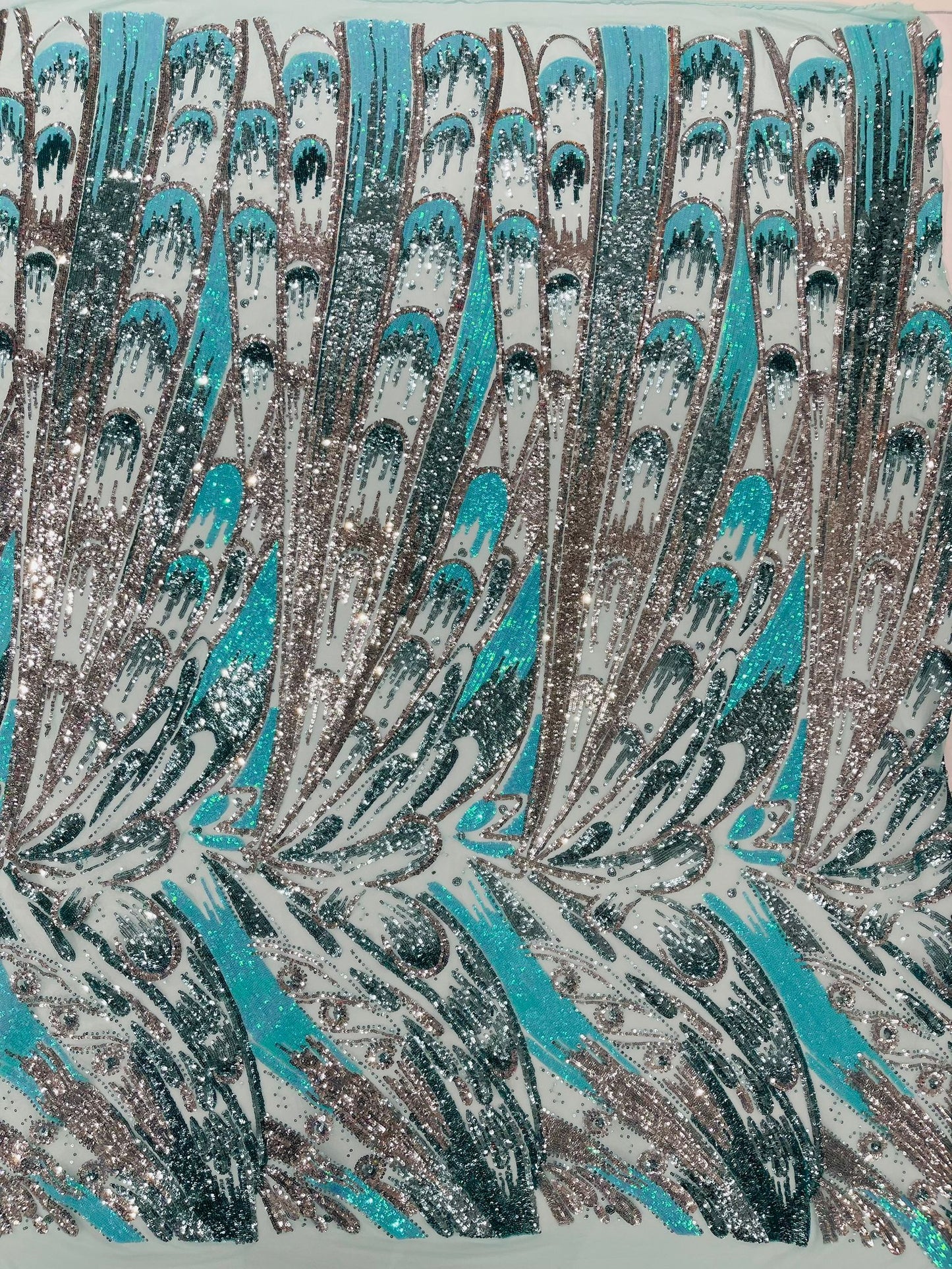 Feather Wing Sequin Fabric 54” Wide| New Creations Fabric & Foam Inc.