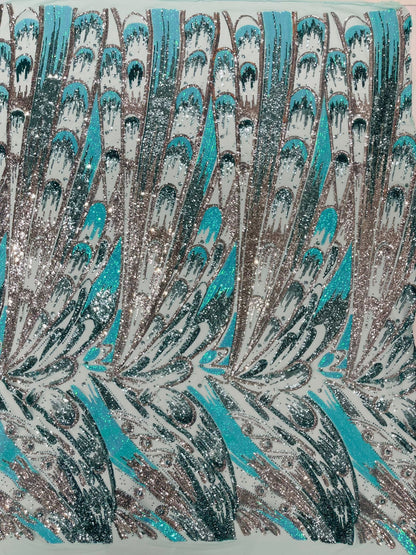 Feather Wing Sequin Fabric 54” Wide| New Creations Fabric & Foam Inc.