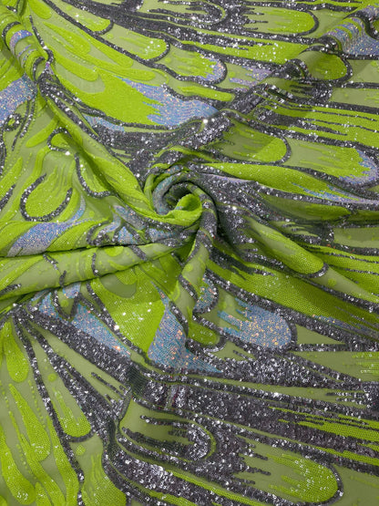 Feather Wing Sequin Fabric 54” Wide| New Creations Fabric & Foam Inc.