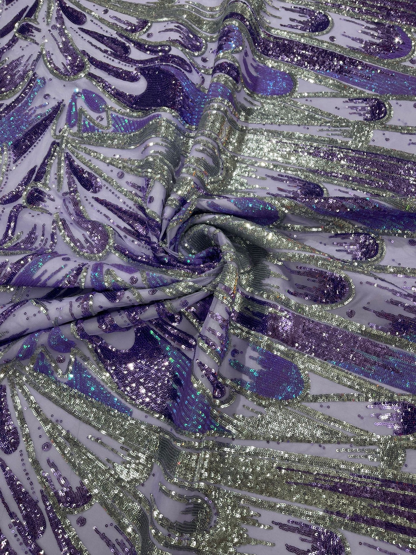 Feather Wing Sequin Fabric 54” Wide| New Creations Fabric & Foam Inc.