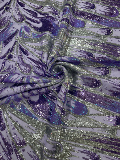 Feather Wing Sequin Fabric 54” Wide| New Creations Fabric & Foam Inc.