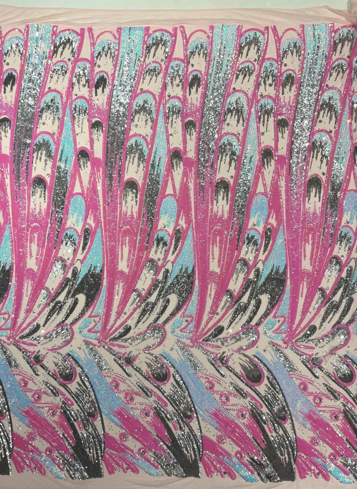 Feather Wing Sequin Fabric 54” Wide| New Creations Fabric & Foam Inc.