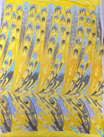 Feather Wing Sequin Fabric 54” Wide| New Creations Fabric & Foam Inc.