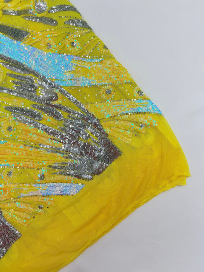 Feather Wing Sequin Fabric 54” Wide| New Creations Fabric & Foam Inc.