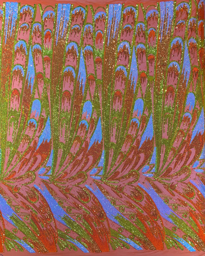 Feather Wing Sequin Fabric 54” Wide| New Creations Fabric & Foam Inc.